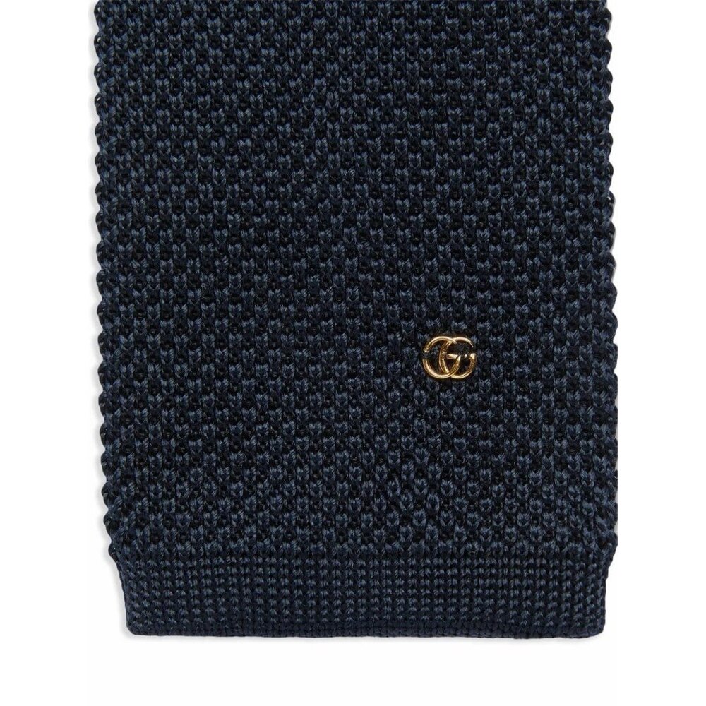 NEW GUCCI Knitted silk Double G tie Blue - Picture 3 of 9